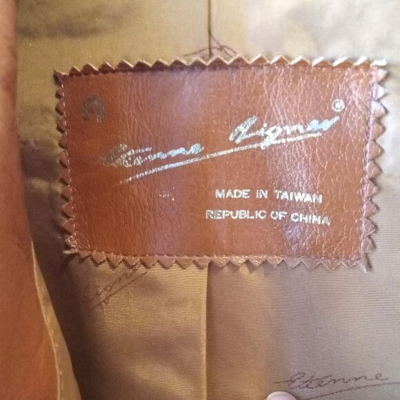 Etienne Aigner Size 10 Vintage Leather Jacket Coat Women's Camel Brown - Picture 8 of 14